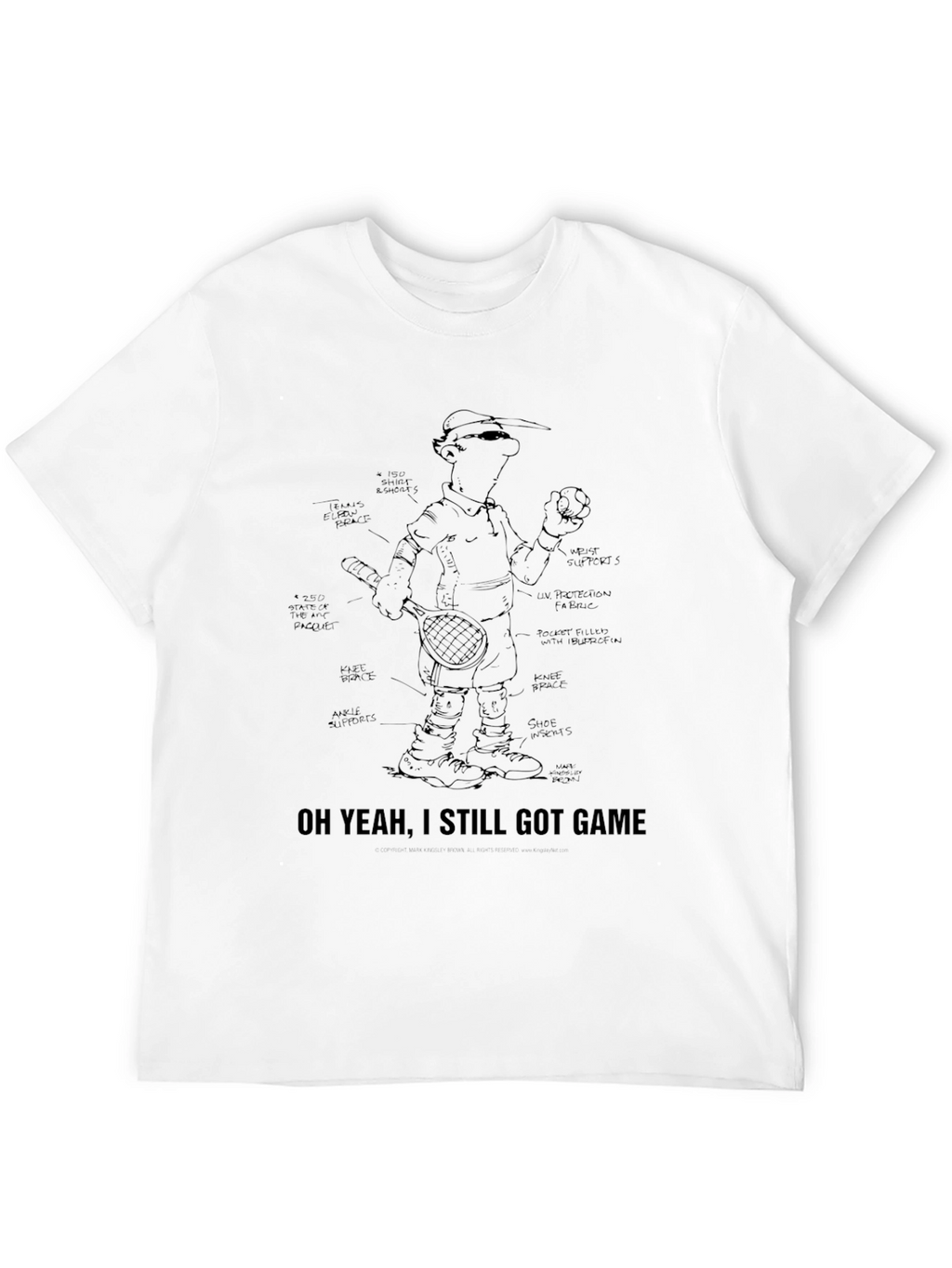 Funny Tennis Player Blueprint Black T-Shirt