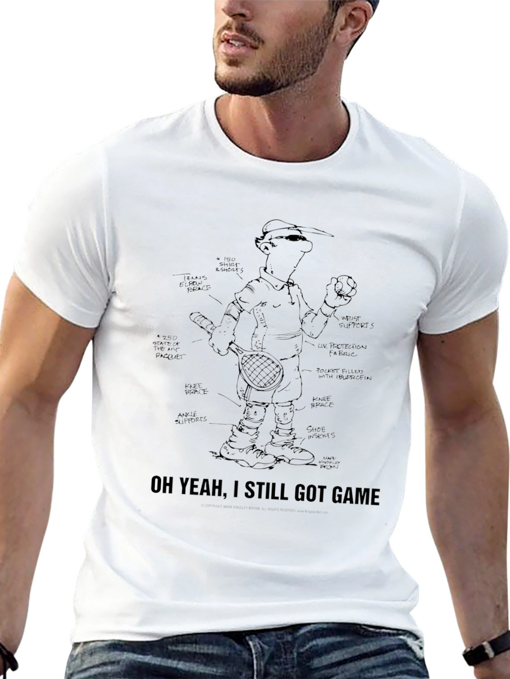 Funny Tennis Player Blueprint Black T-Shirt