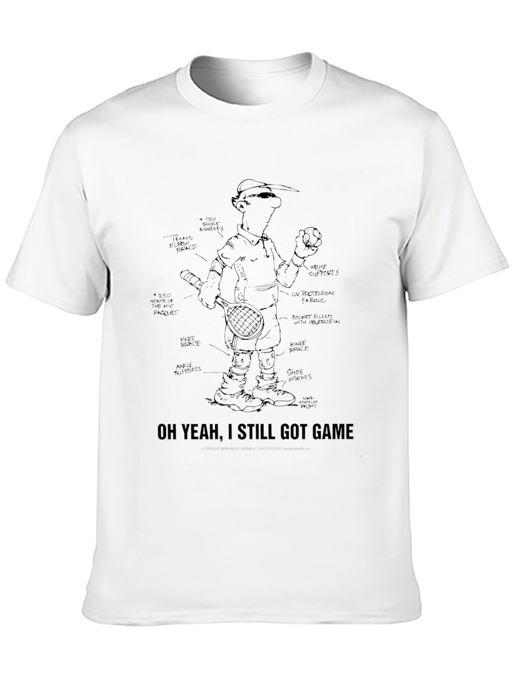 Funny Tennis Player Blueprint Black T-Shirt