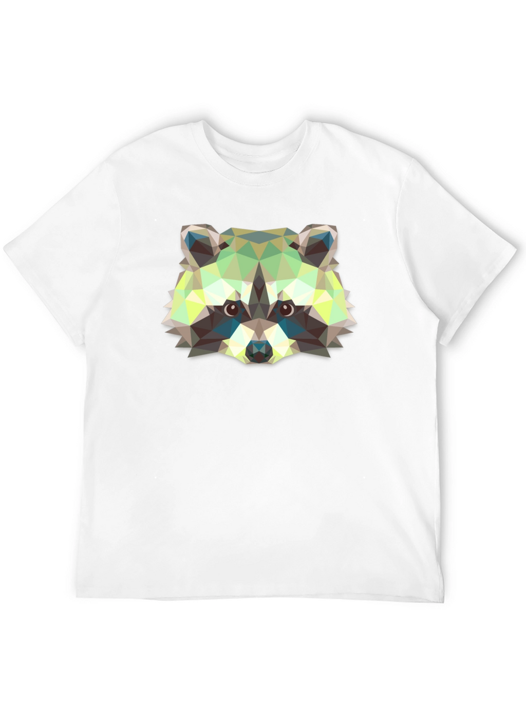 Geometric Raccoon Graphic Print Black T-Shirt
