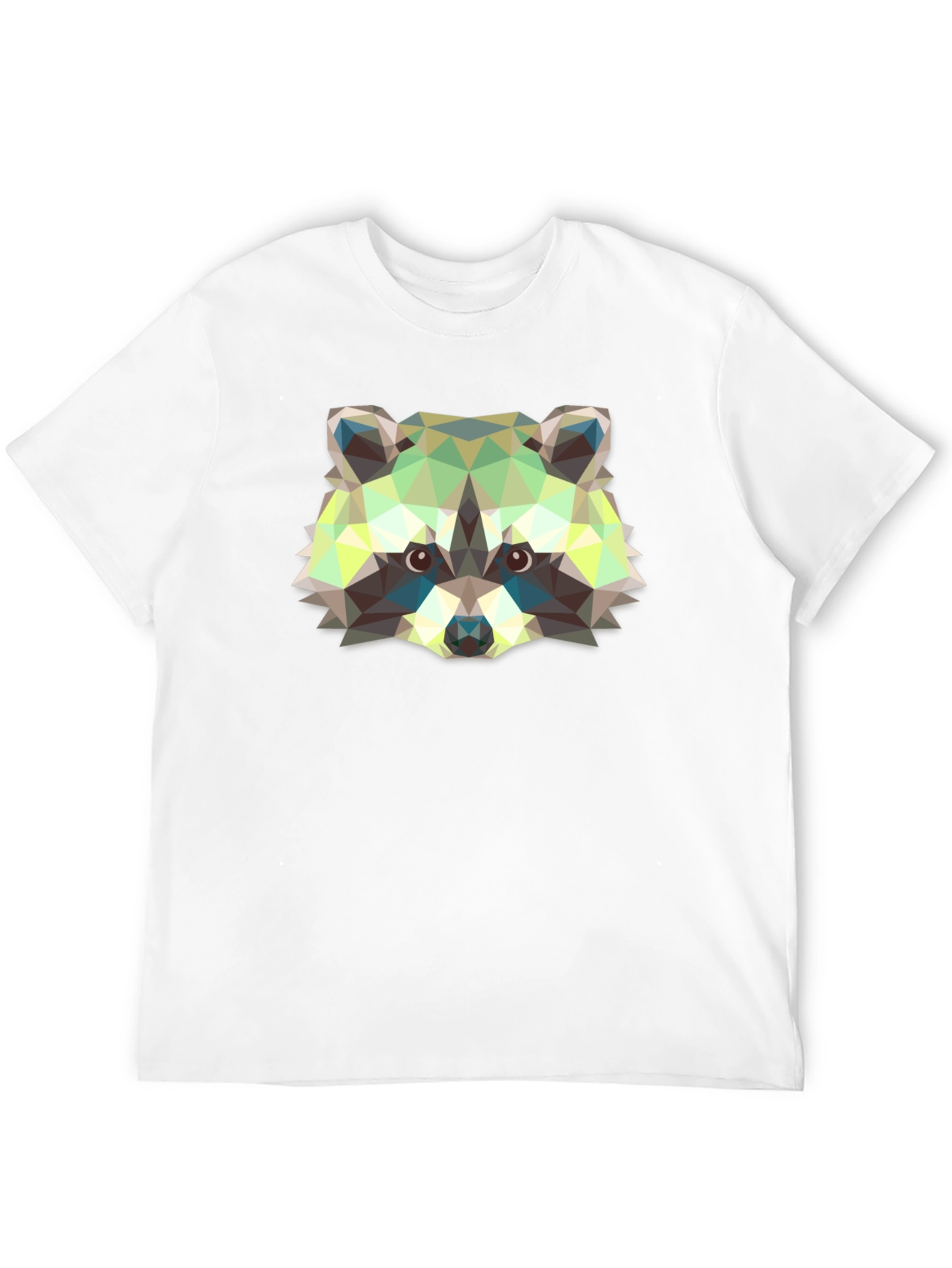 Geometric Raccoon Graphic Print Black T-Shirt