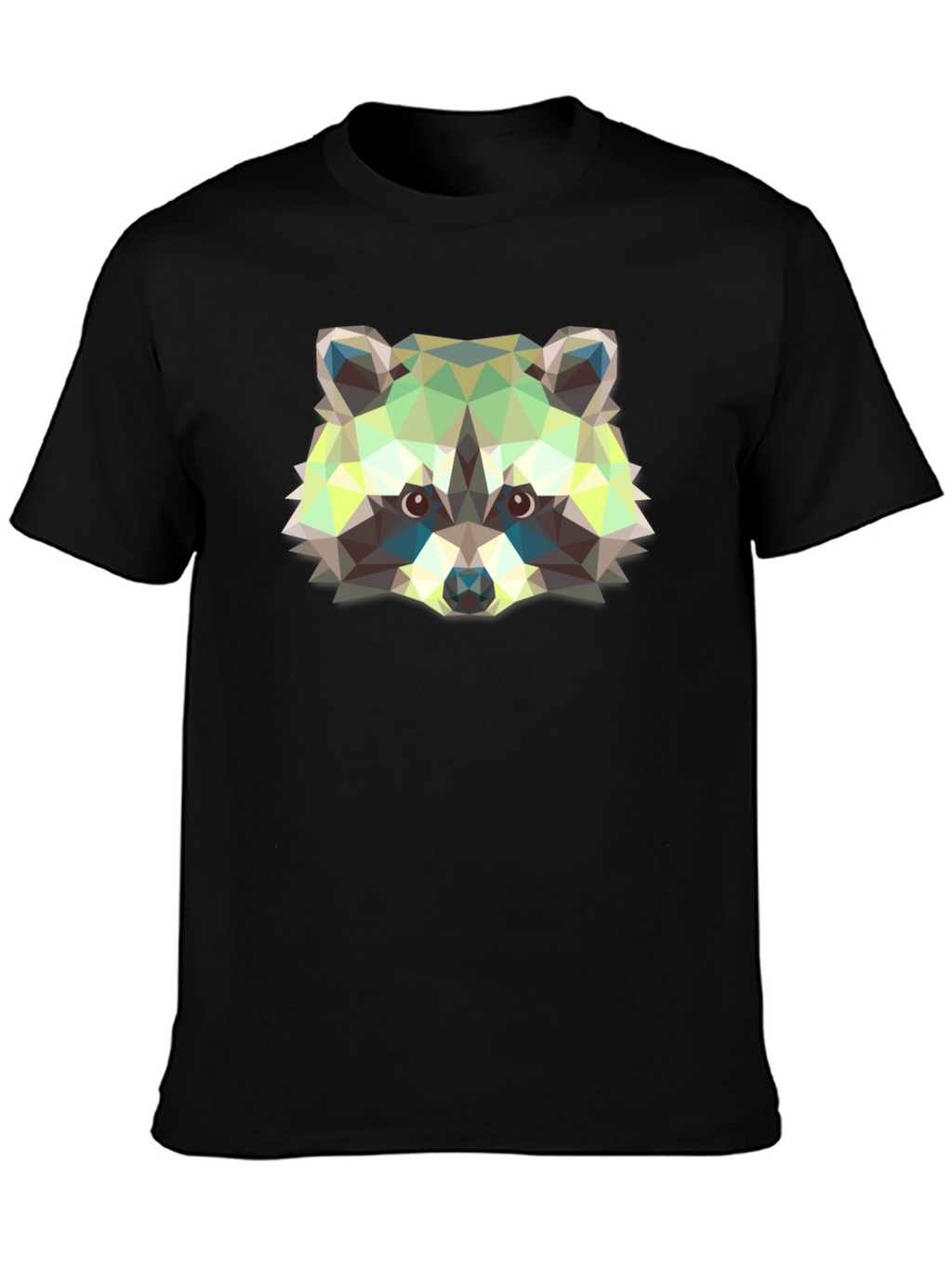 Geometric Raccoon Graphic Print Black T-Shirt