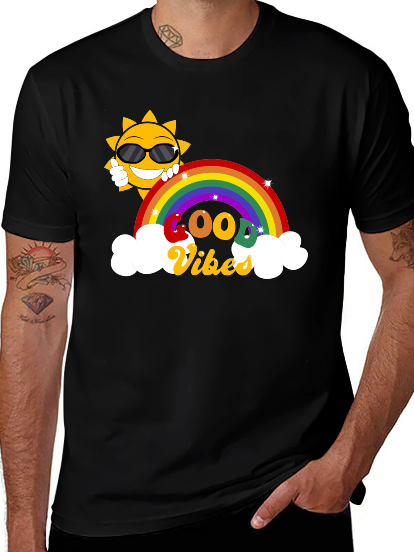Good Vibes Rainbow Graphic T-Shirt