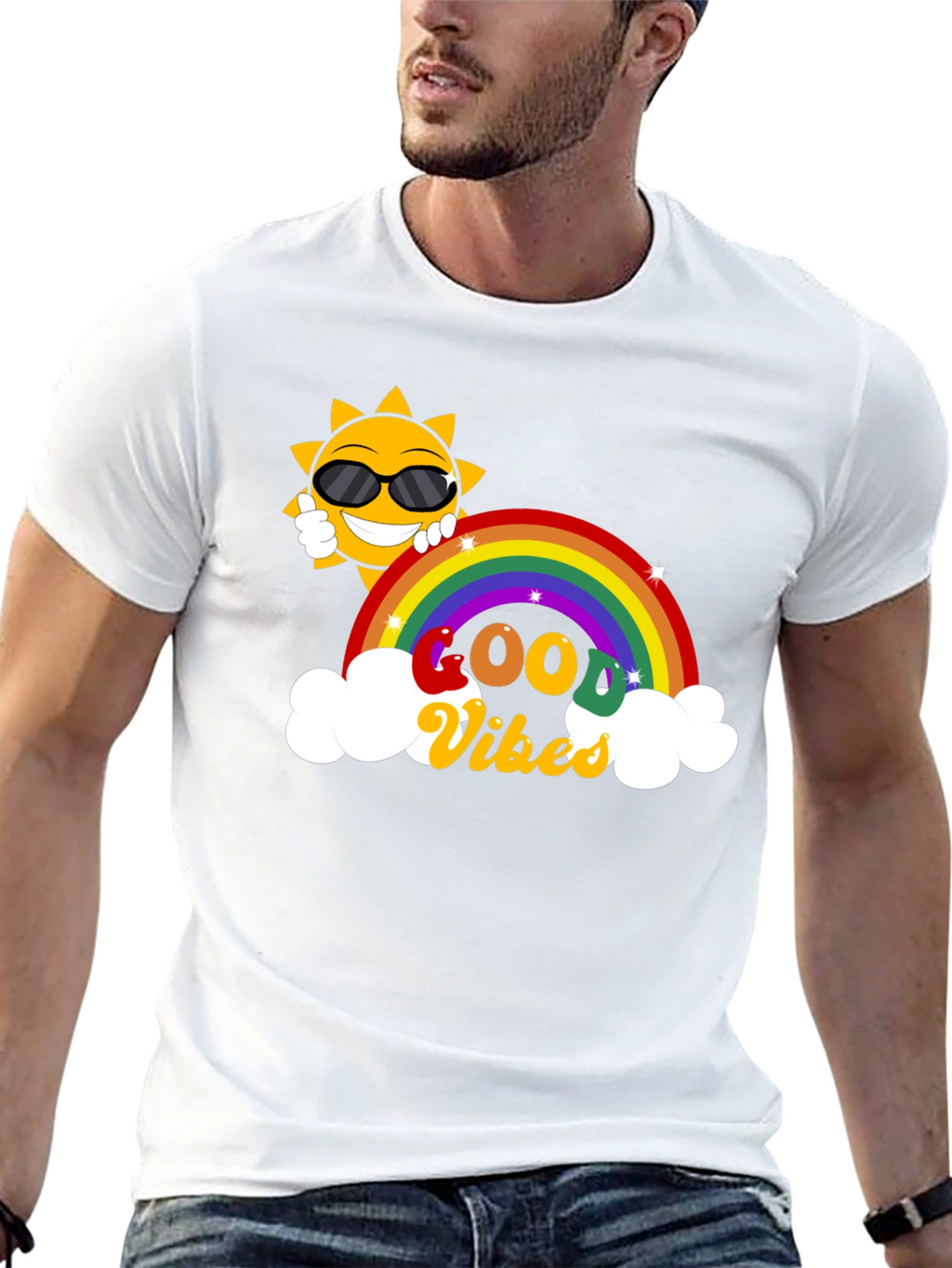 Good Vibes Rainbow Graphic T-Shirt