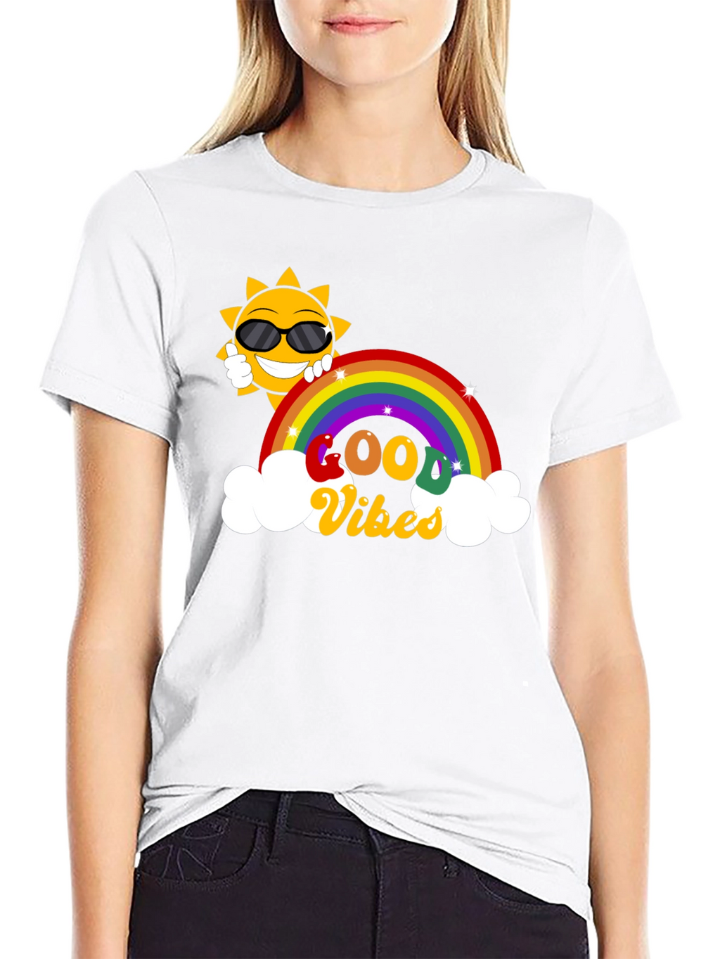 Good Vibes Rainbow Graphic T-Shirt