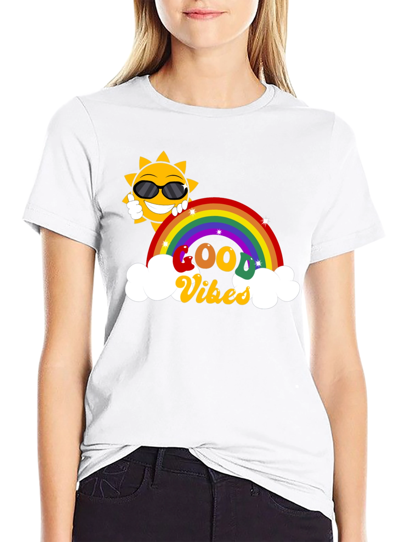 Good Vibes Rainbow Graphic T-Shirt