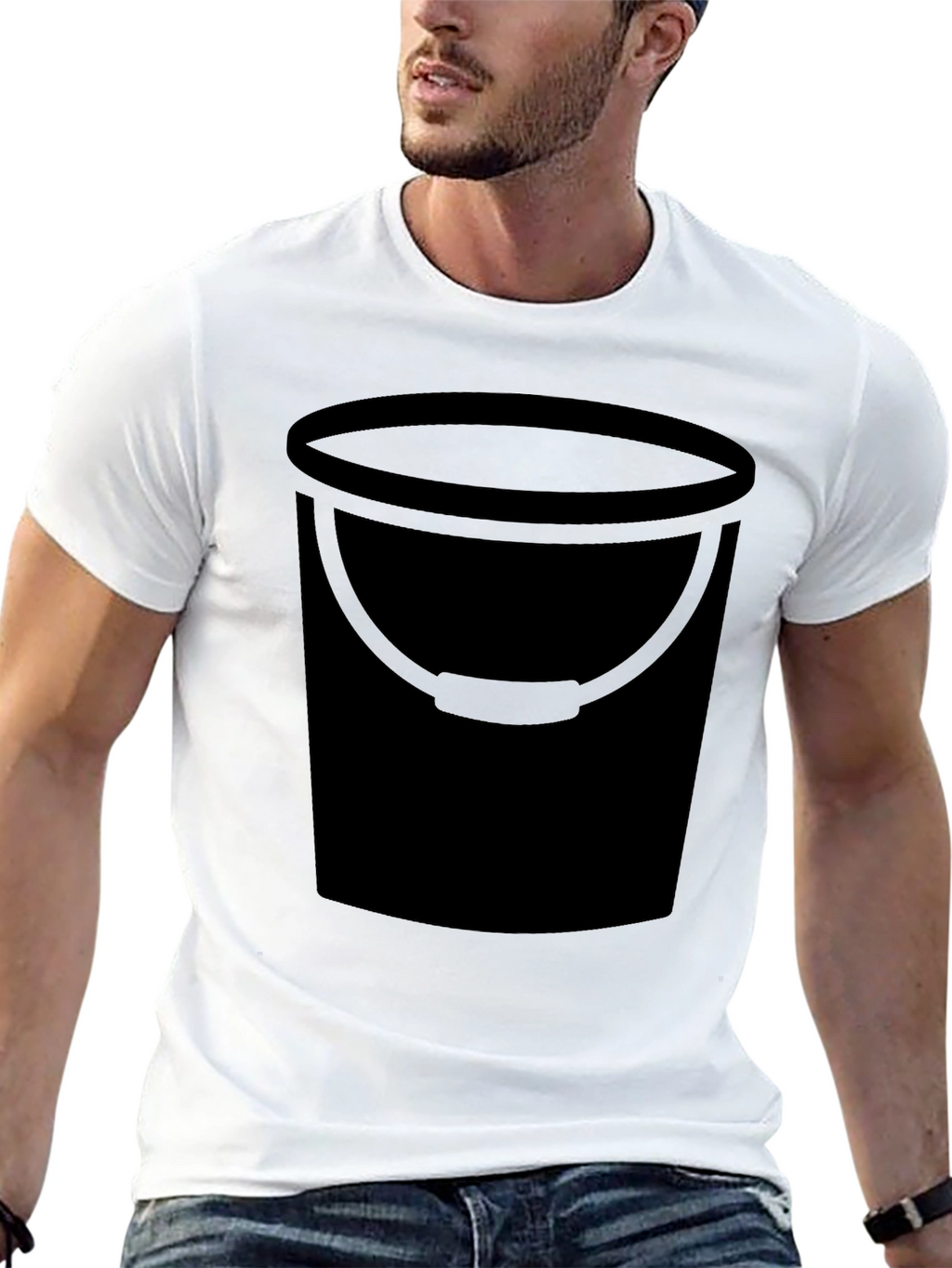 Bucket Graphic Tee - Black Cotton Blend T-Shirt