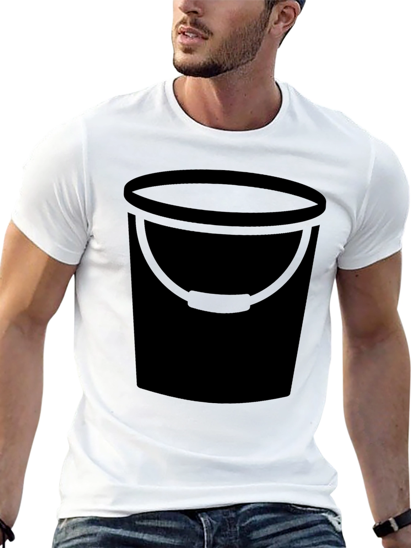 Bucket Graphic Tee - Black Cotton Blend T-Shirt
