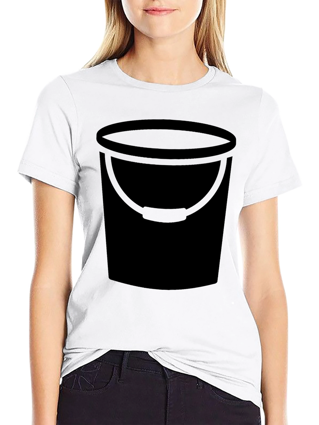 Bucket Graphic Tee - Black Cotton Blend T-Shirt