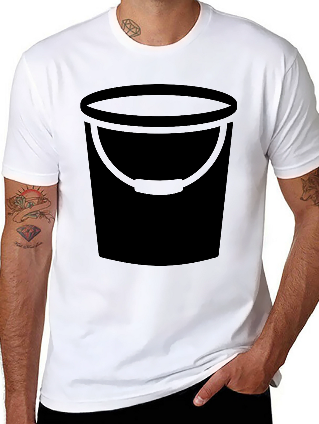 Bucket Graphic Tee - Black Cotton Blend T-Shirt