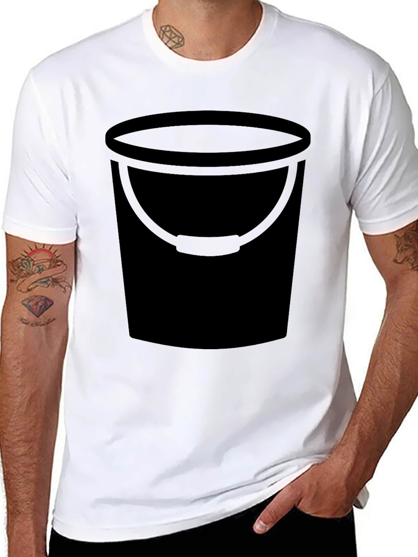Bucket Graphic Tee - Black Cotton Blend T-Shirt