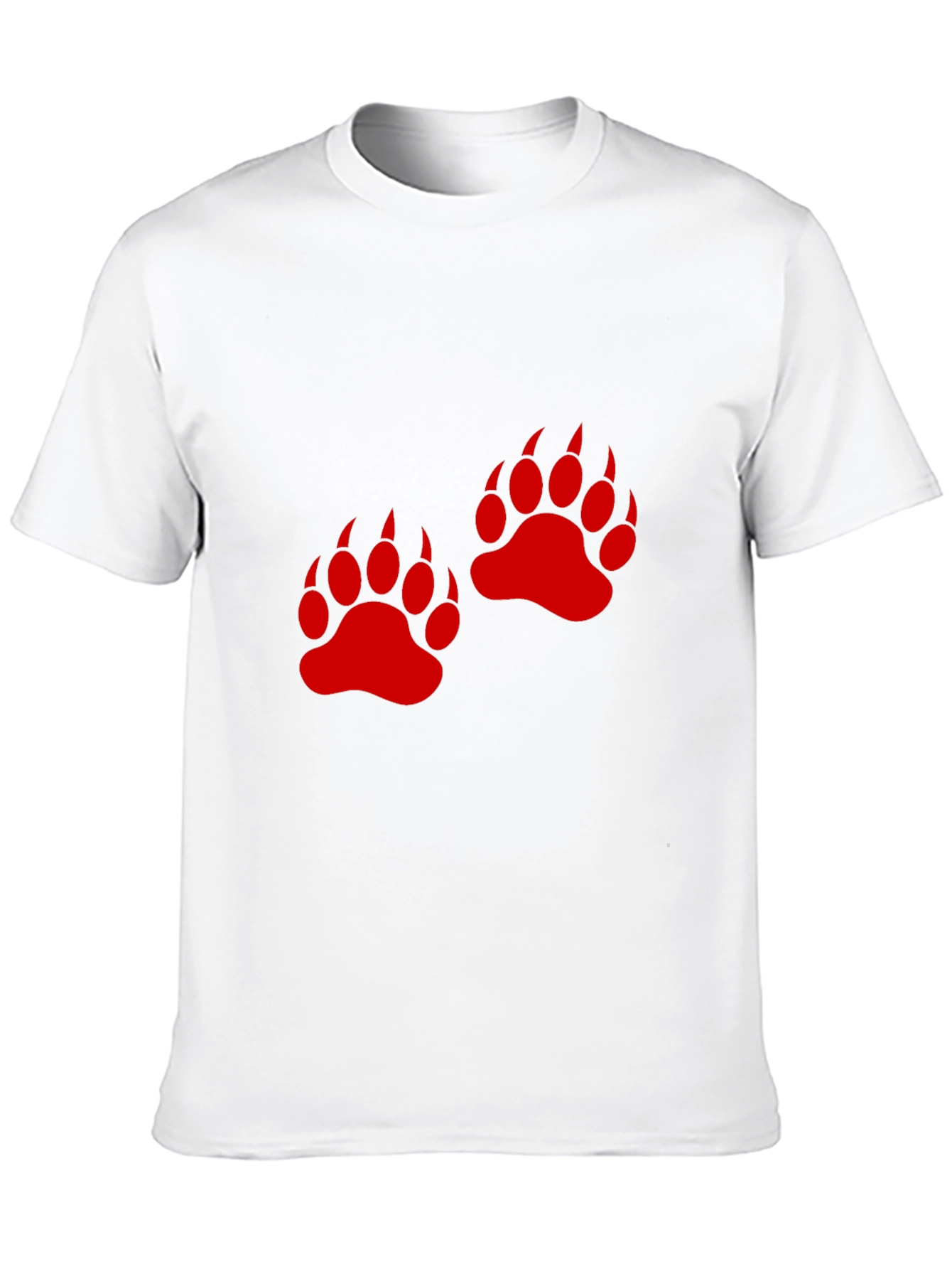Bear Paw Print Graphic Tee - Casual Black T-Shirt