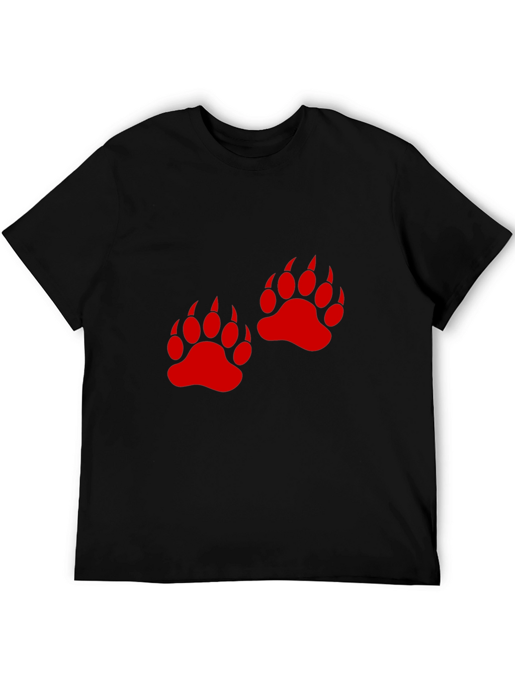 Bear Paw Print Graphic Tee - Casual Black T-Shirt
