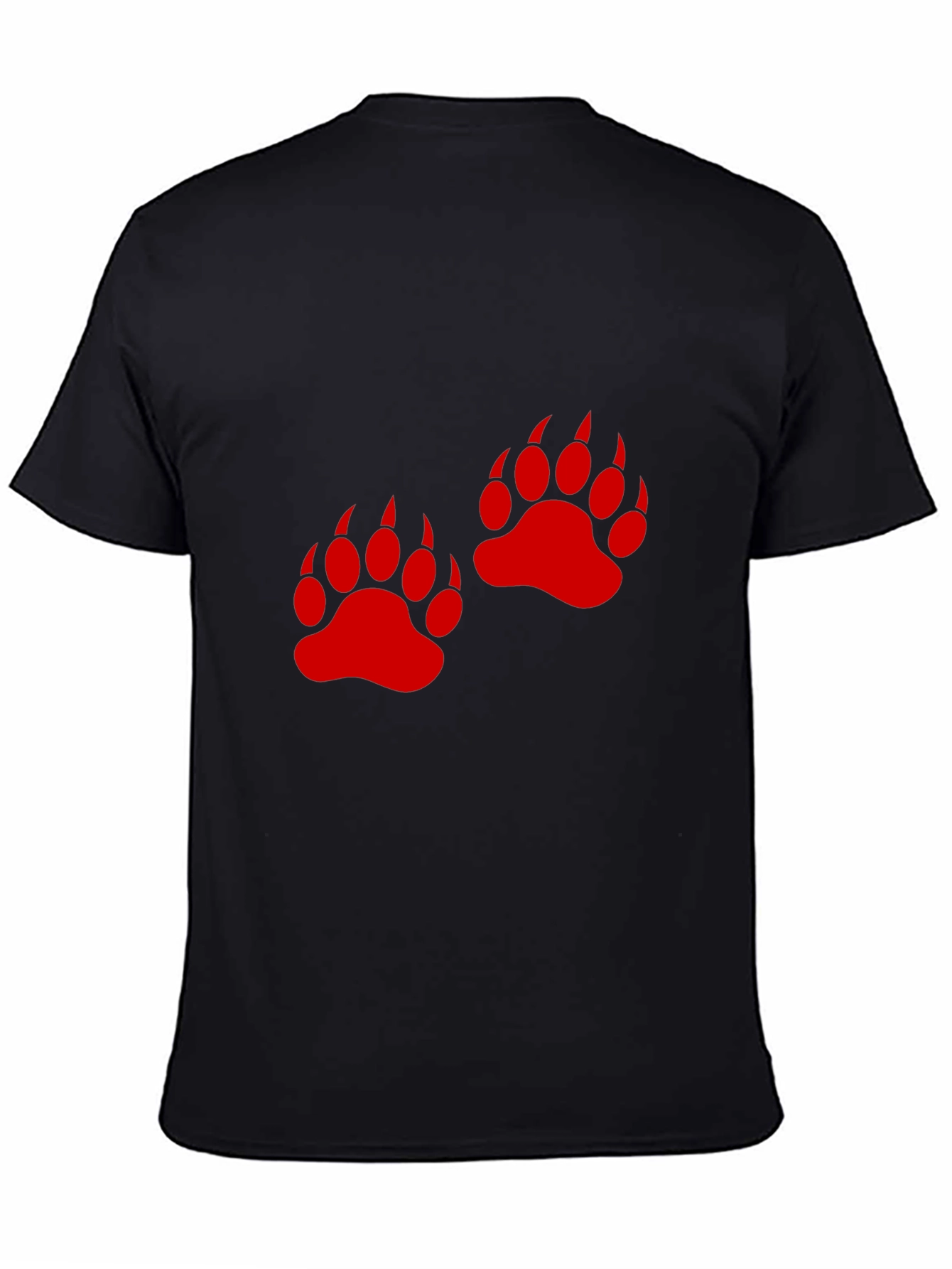 Bear Paw Print Graphic Tee - Casual Black T-Shirt