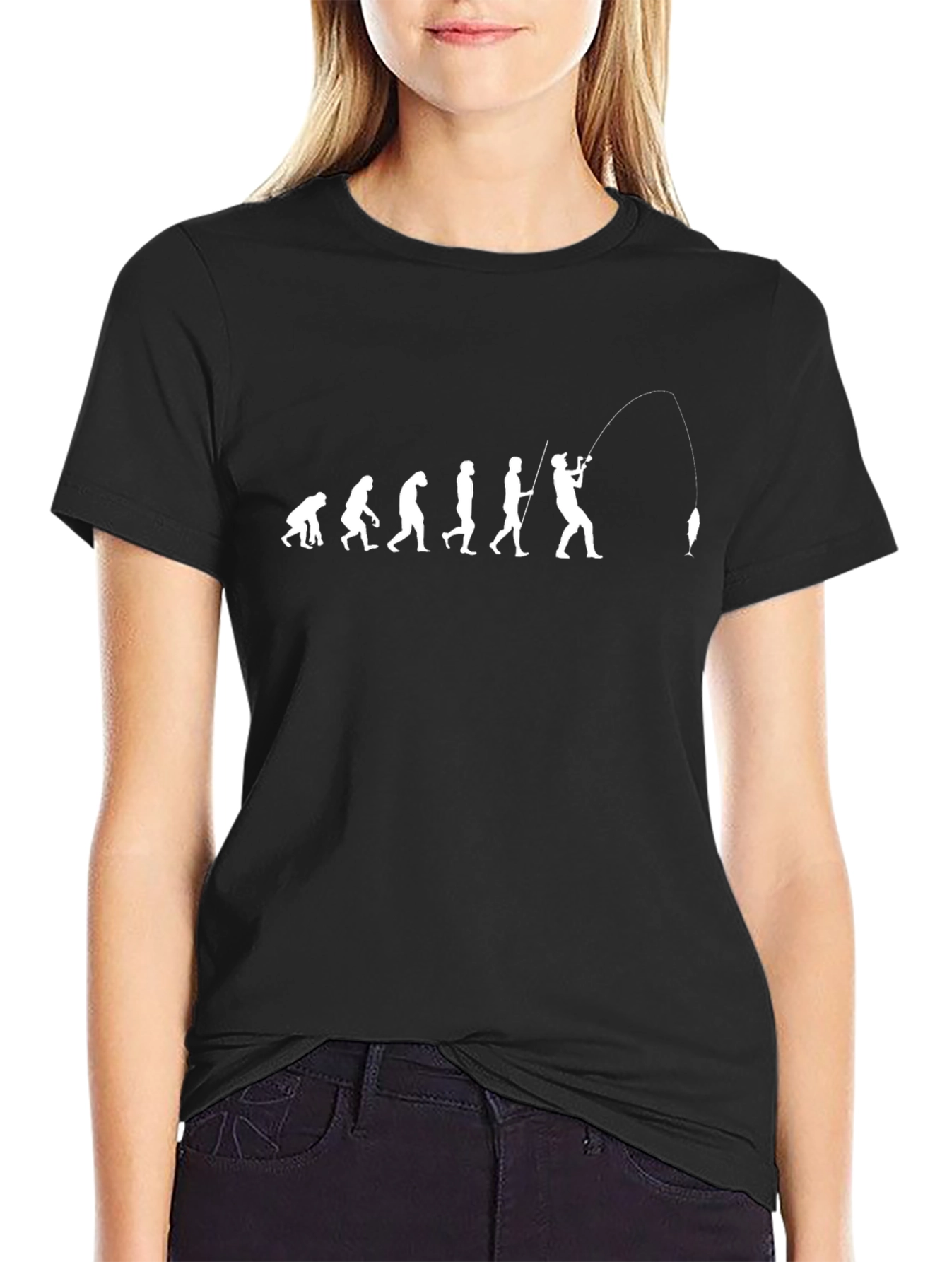 Evolution of Fishing Black T-Shirt