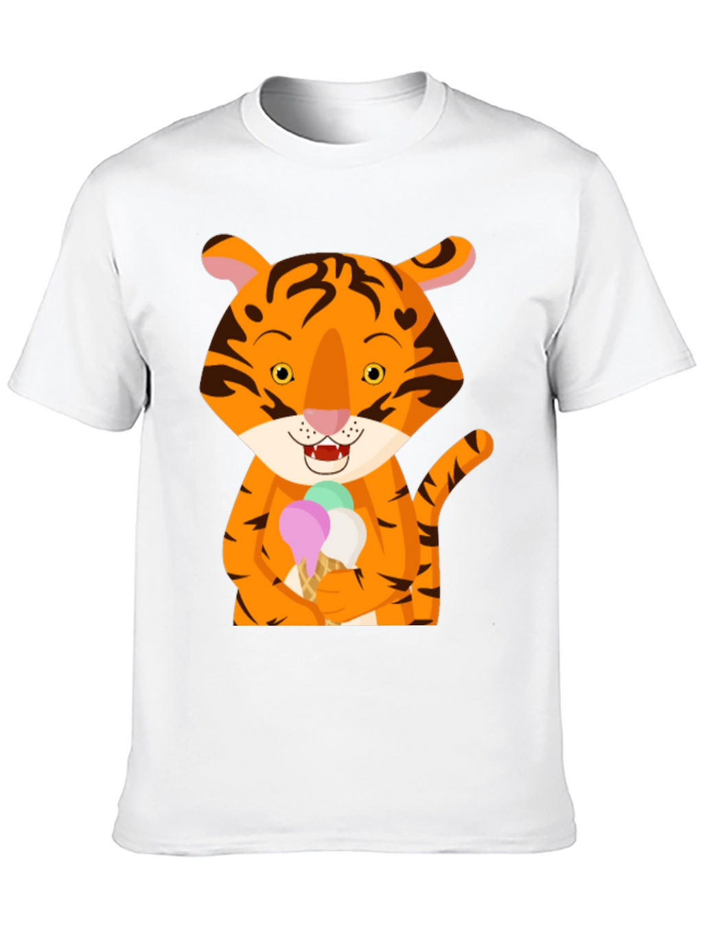 Tiger Ice Cream Black T-Shirt Cute Animal Design