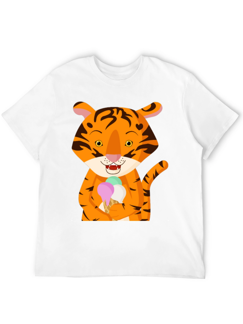Tiger Ice Cream Black T-Shirt Cute Animal Design