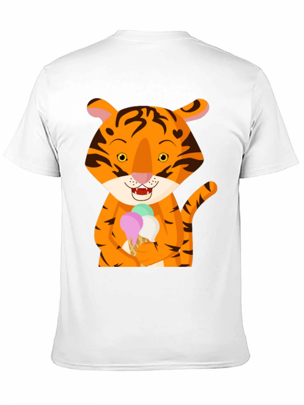 Tiger Ice Cream Black T-Shirt Cute Animal Design