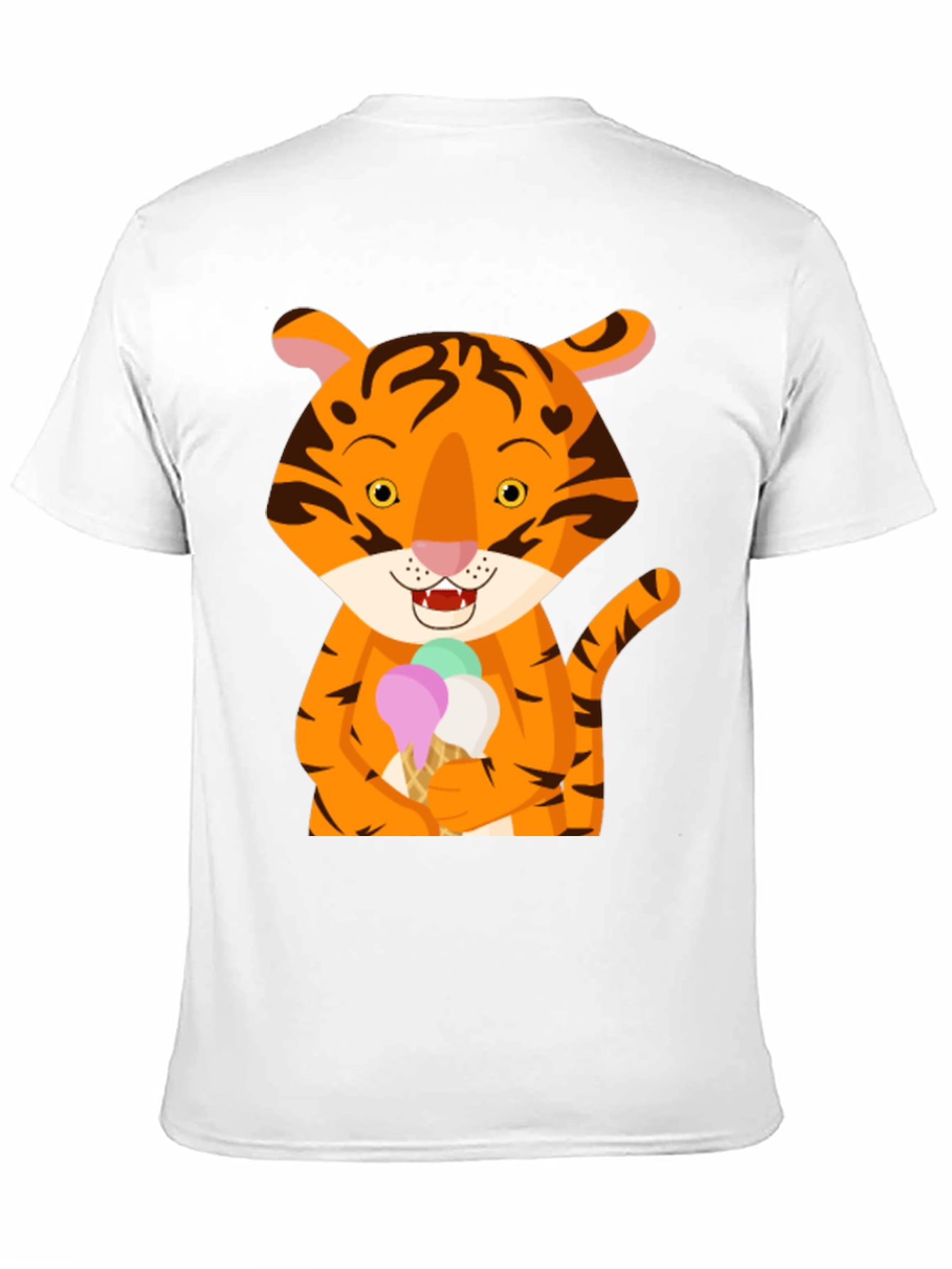 Tiger Ice Cream Black T-Shirt Cute Animal Design