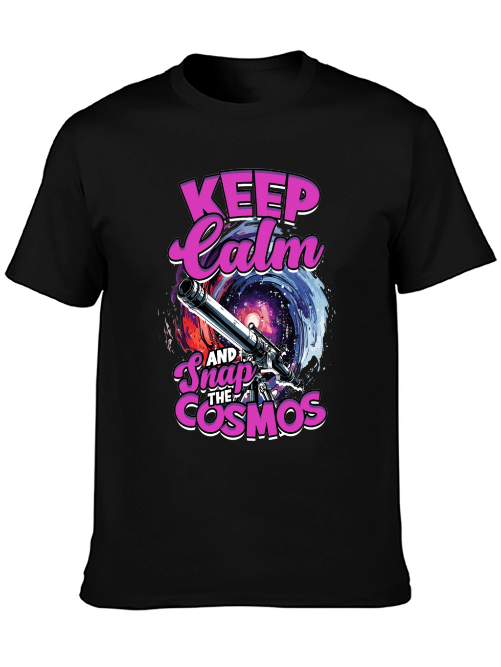 Keep Calm and Snap the Cosmos Black T-Shirt
