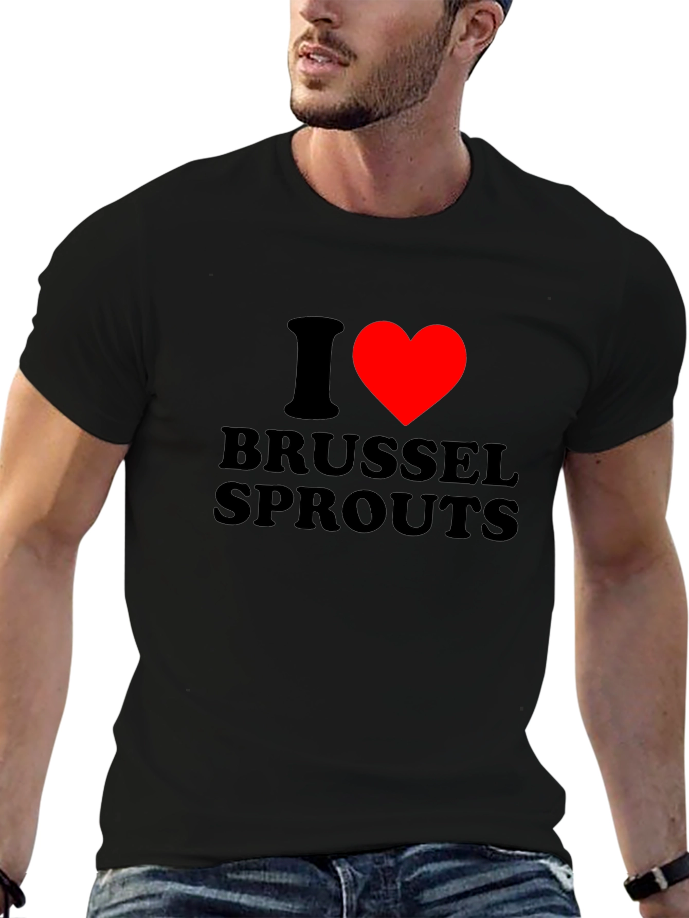 I Heart Brussel Sprouts Graphic Tee - Black Cotton T-Shirt