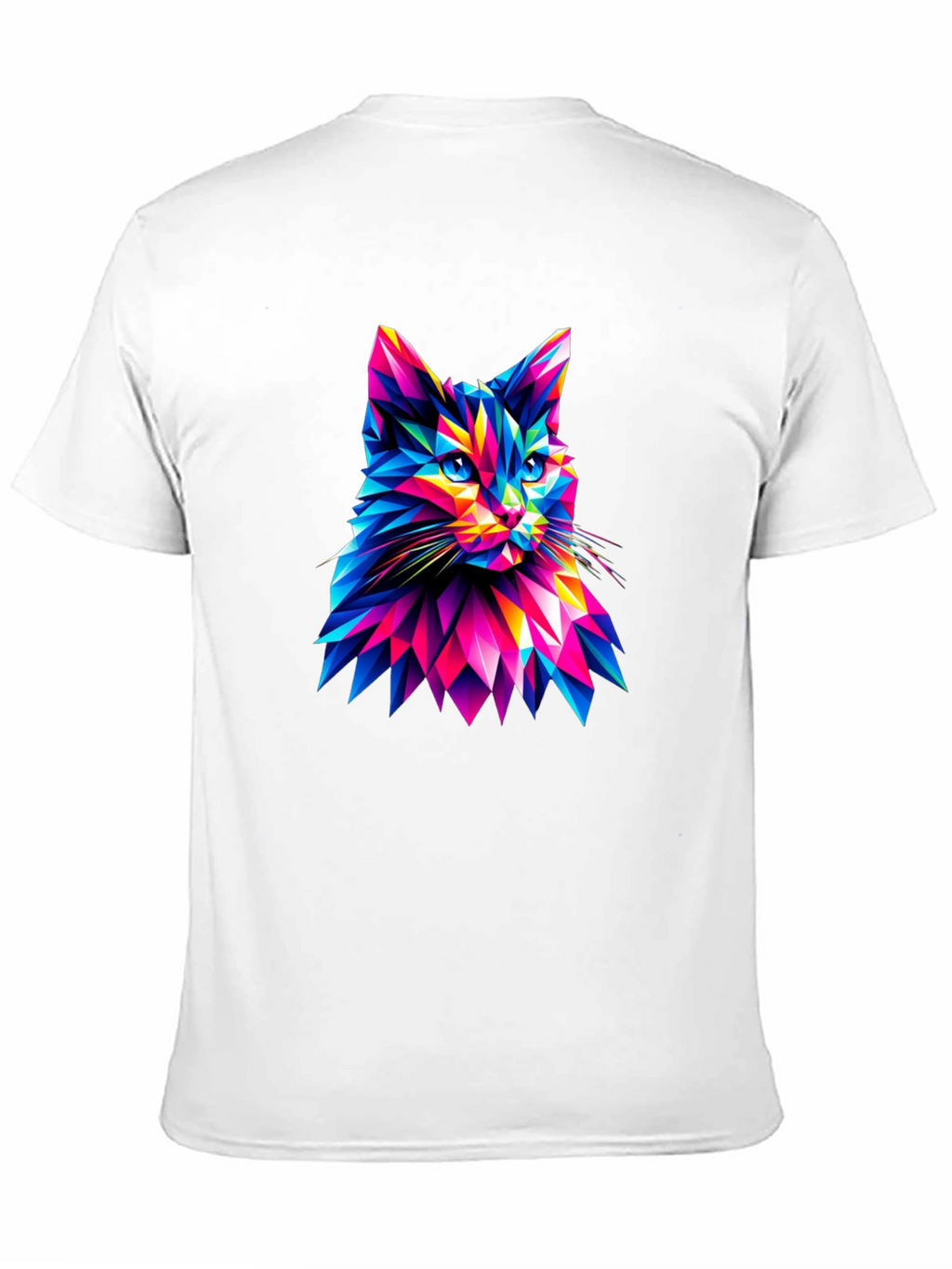 Abstract Geometric Cat Graphic Tee - Black