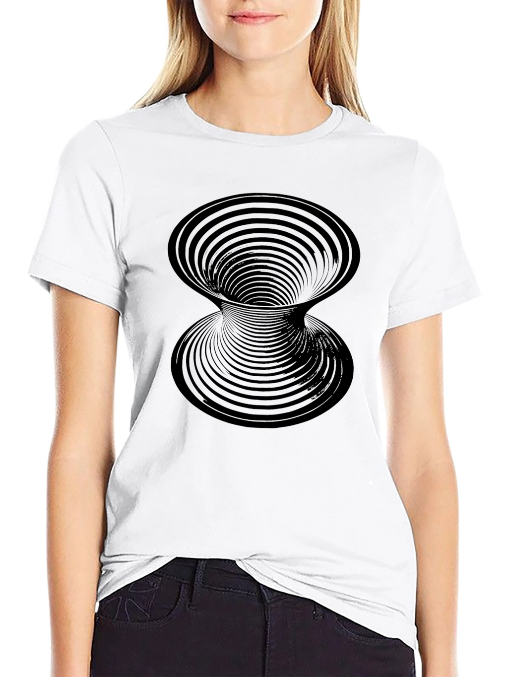 Optical Illusion Vortex Graphic Print Mens Black T-Shirt