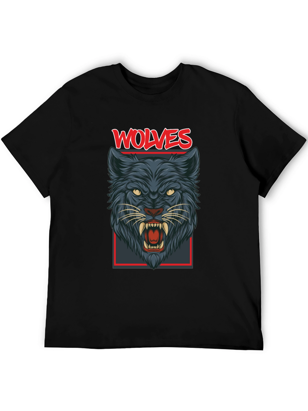Wolves Graphic Print Mens Black T-Shirt