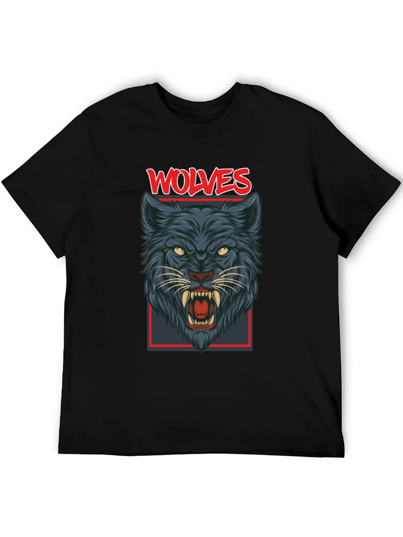 Wolves Graphic Print Mens Black T-Shirt