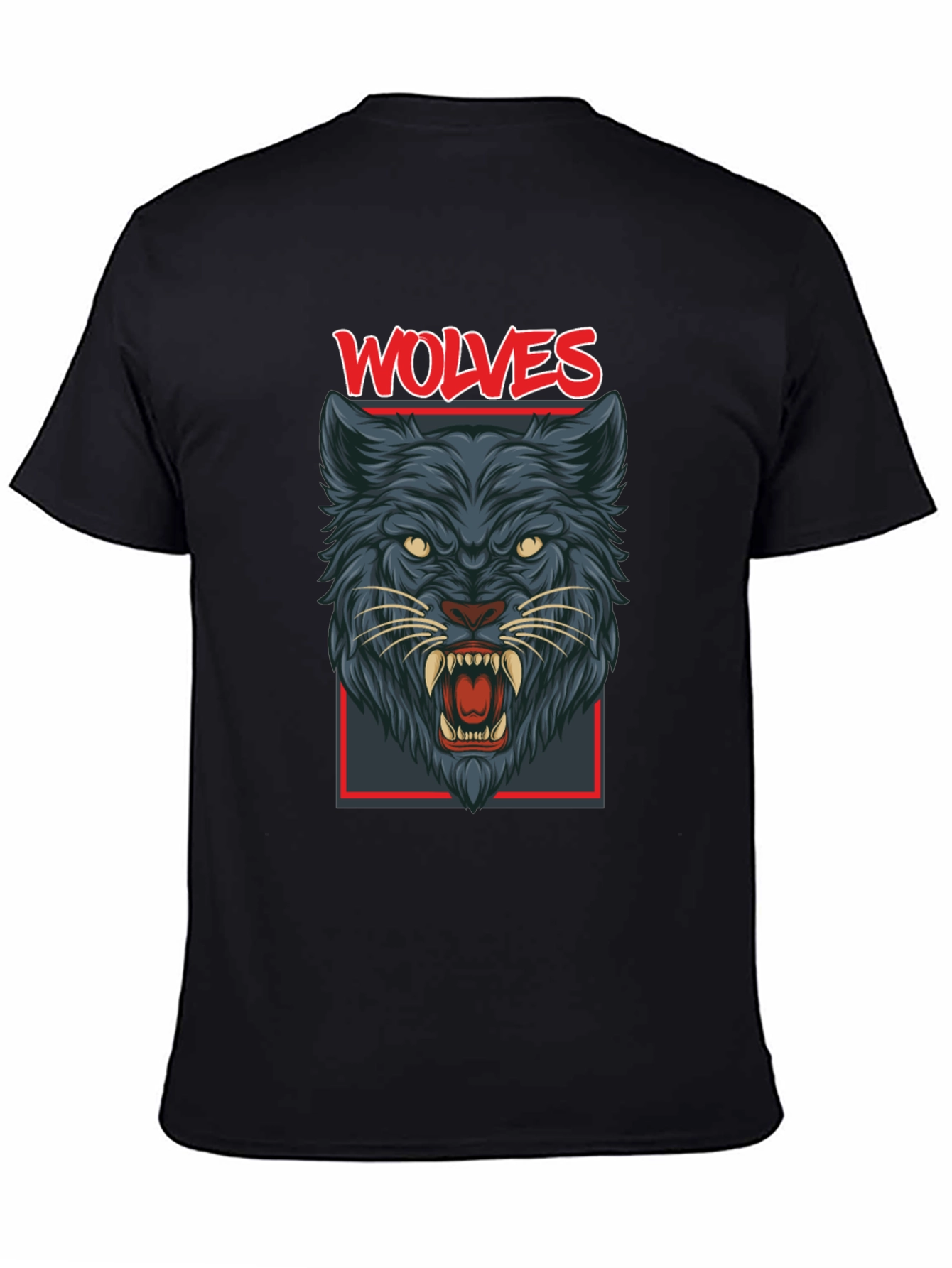 Wolves Graphic Print Mens Black T-Shirt