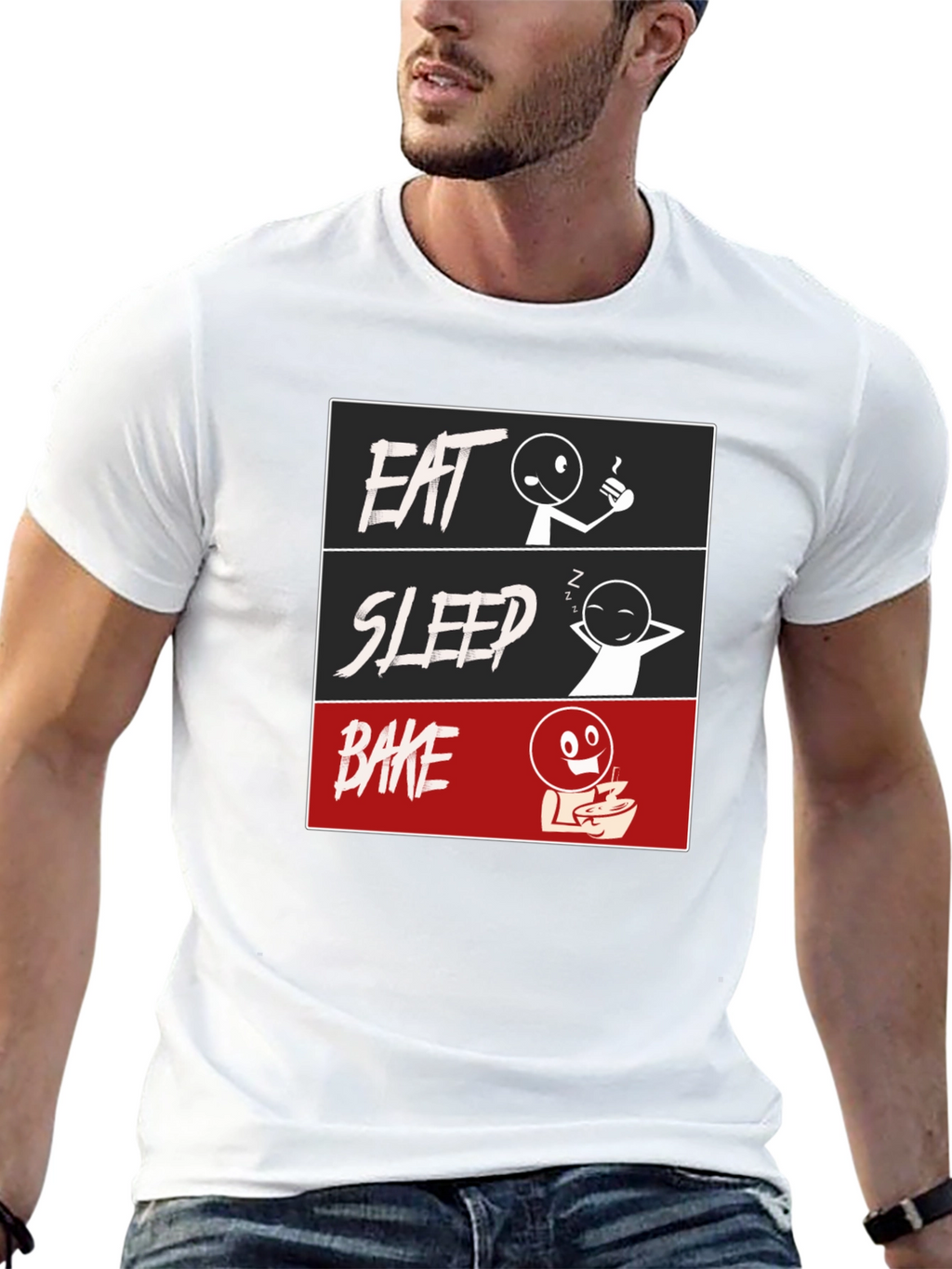 Eat Sleep Bake Graphic Tee - Funny Baking T-Shirt