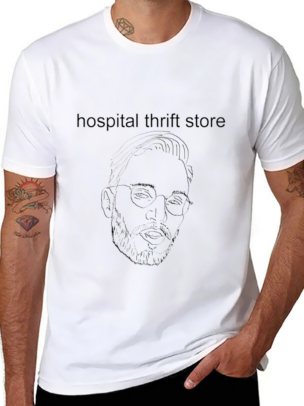 Hospital Thrift Store Line Art T-Shirt