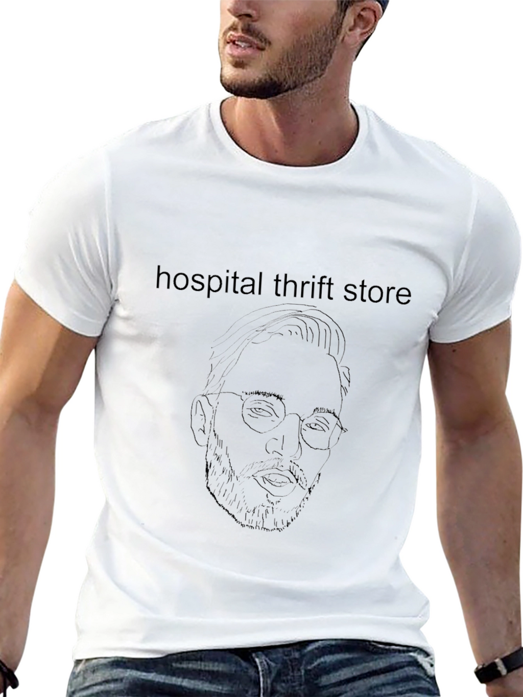 Hospital Thrift Store Line Art T-Shirt
