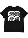 Black Graphic Tee with Quadruple Portrait Design