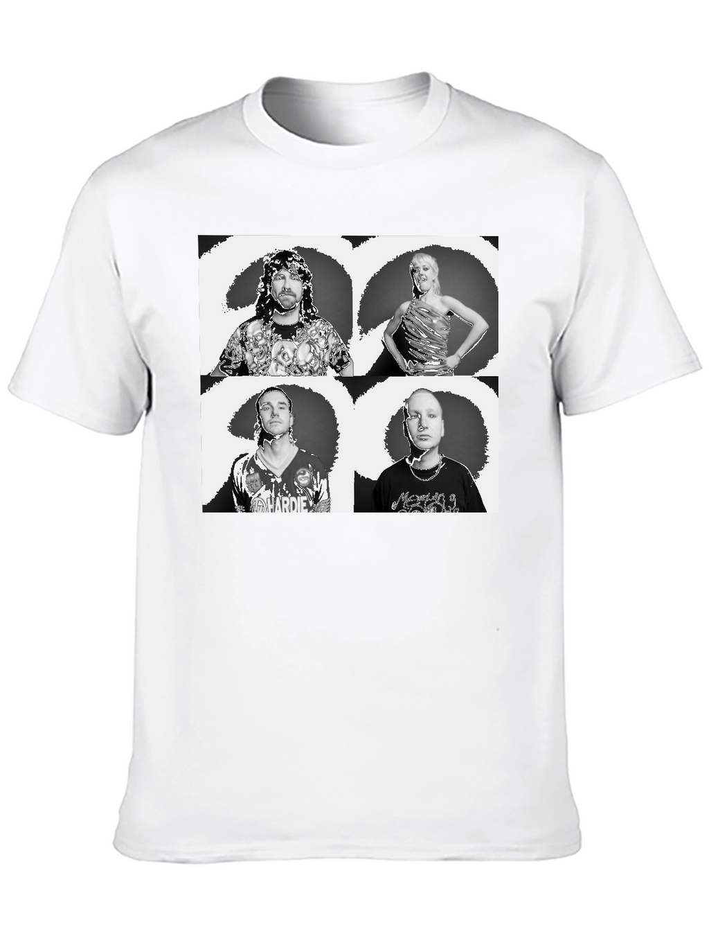 Black Graphic Tee with Quadruple Portrait Design