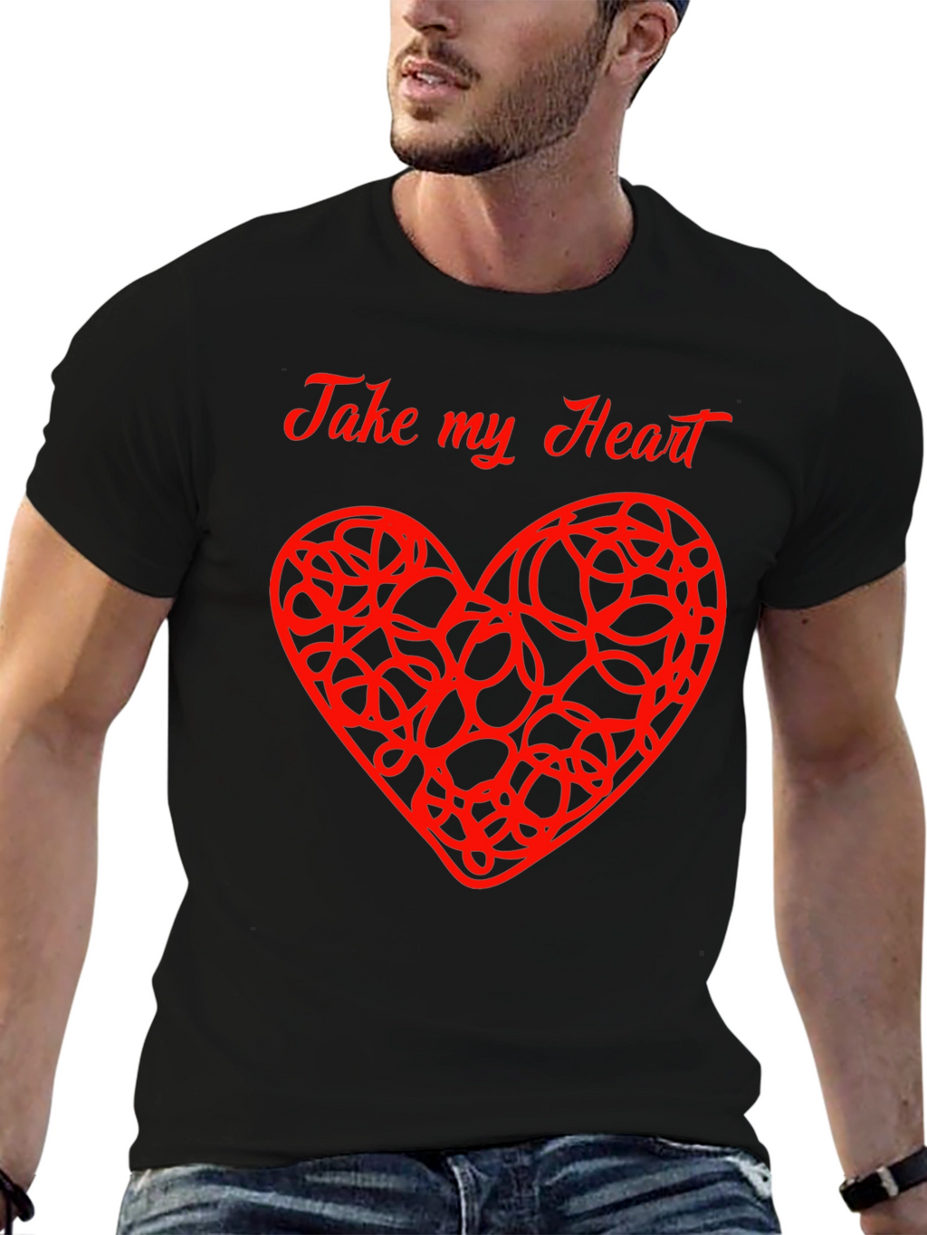 Take My Heart Graphic Tee - Black Cotton Blend
