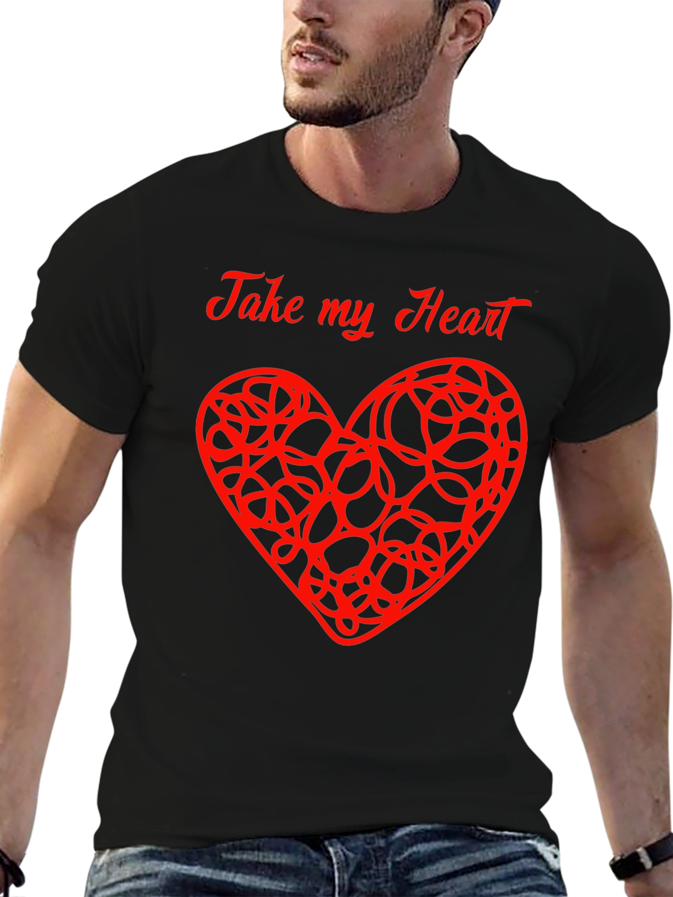 Take My Heart Graphic Tee - Black Cotton Blend