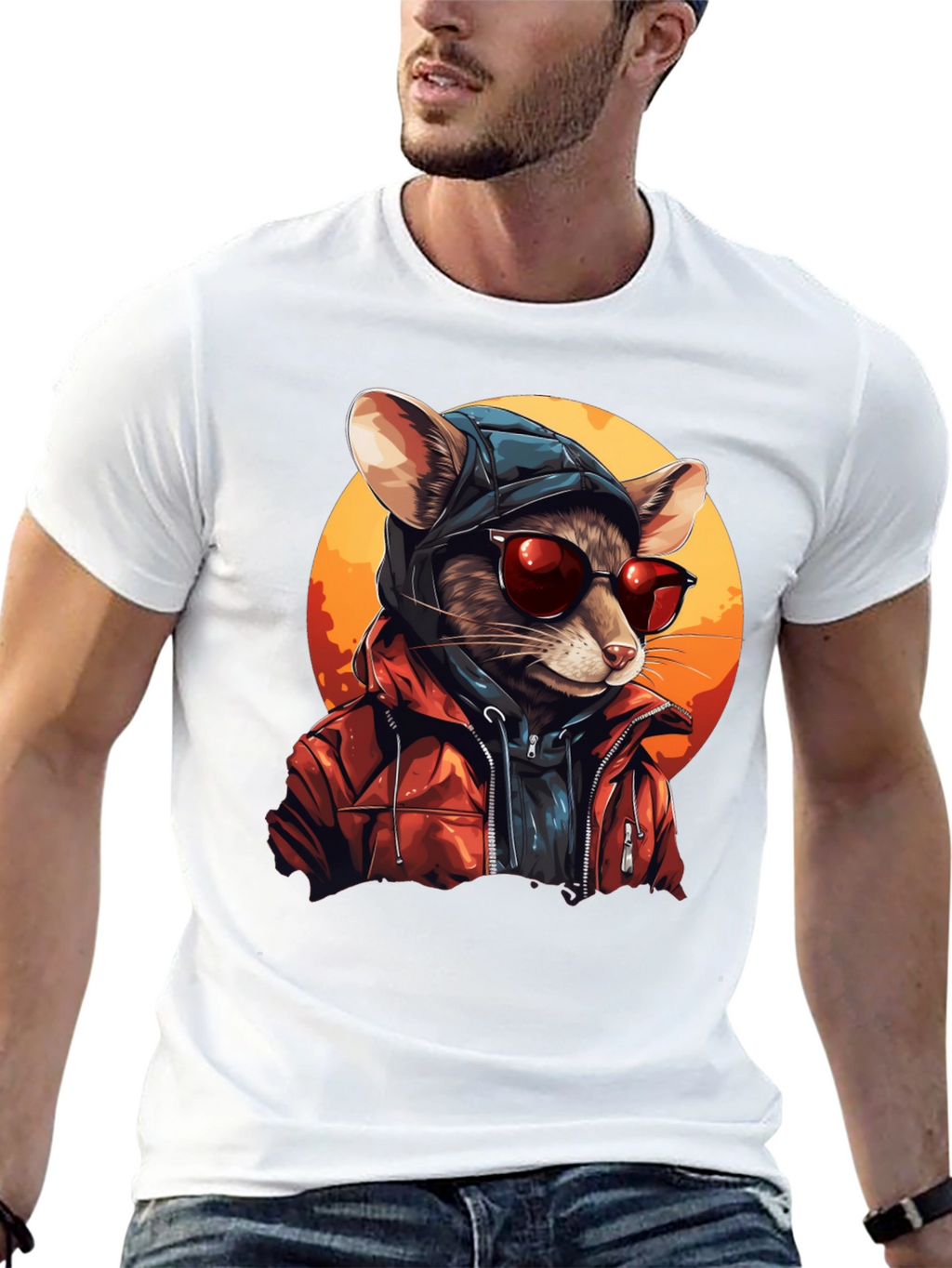 Cool Rat in Hoodie Graphic Tee