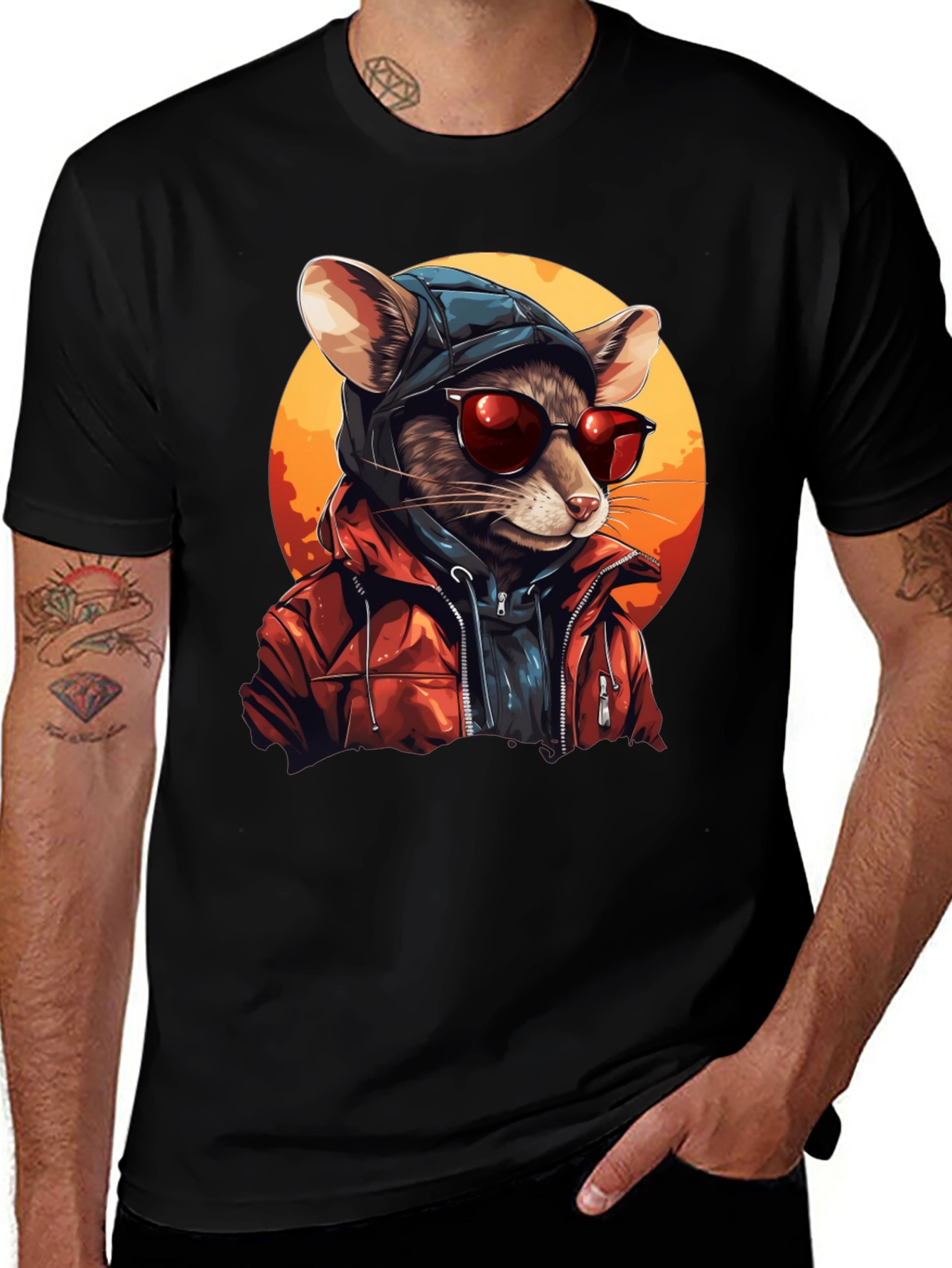 Cool Rat in Hoodie Graphic Tee