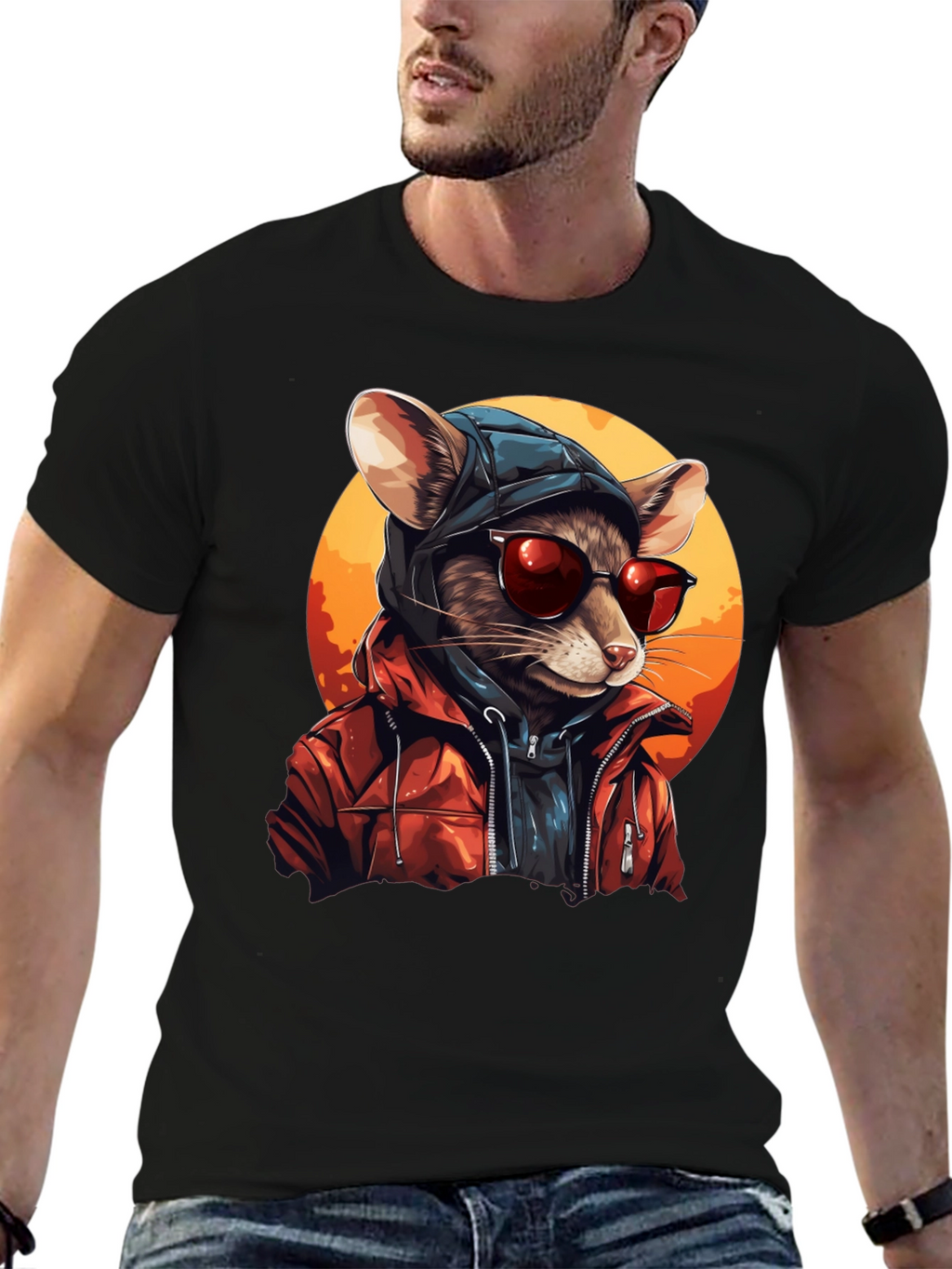 Cool Rat in Hoodie Graphic Tee