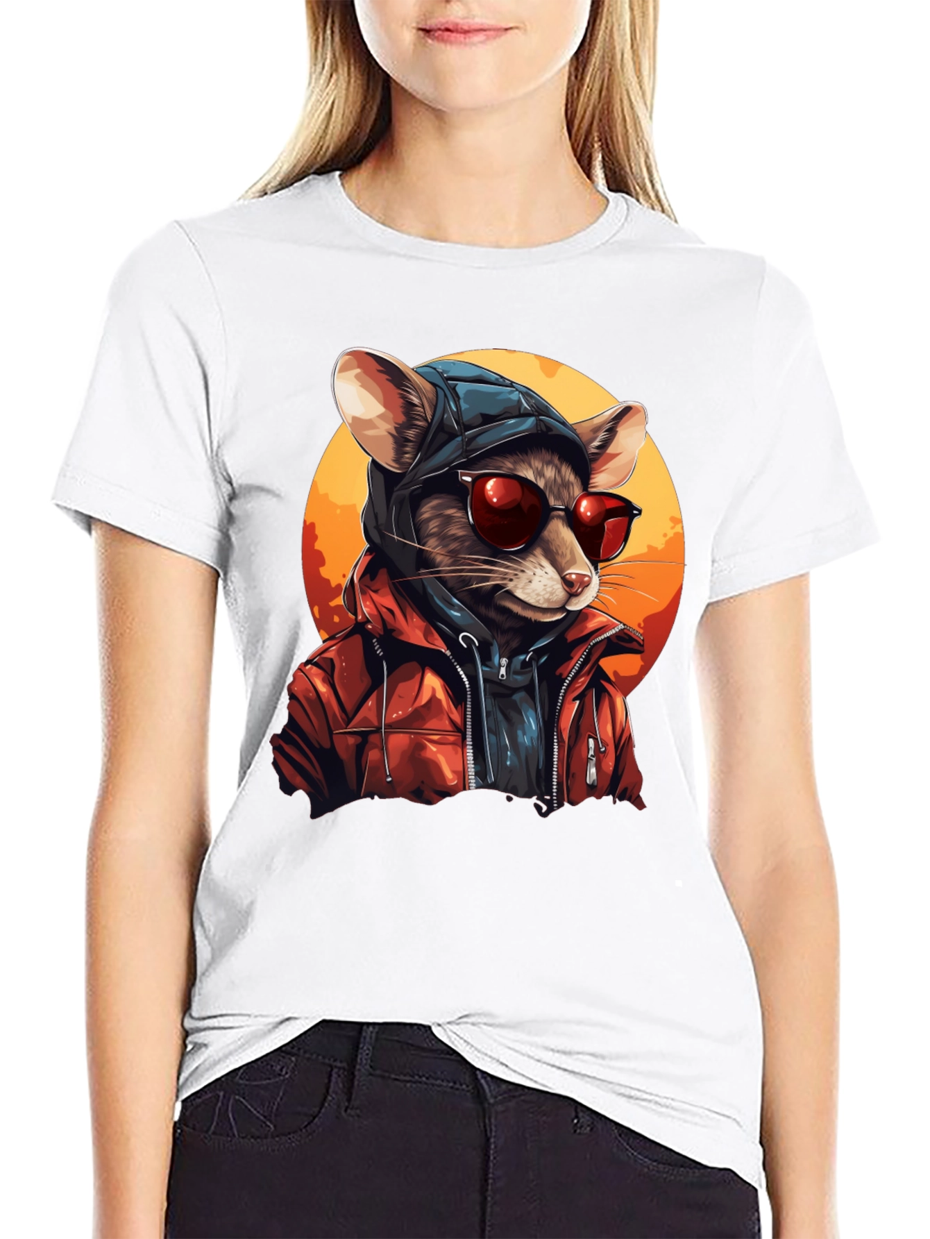 Cool Rat in Hoodie Graphic Tee