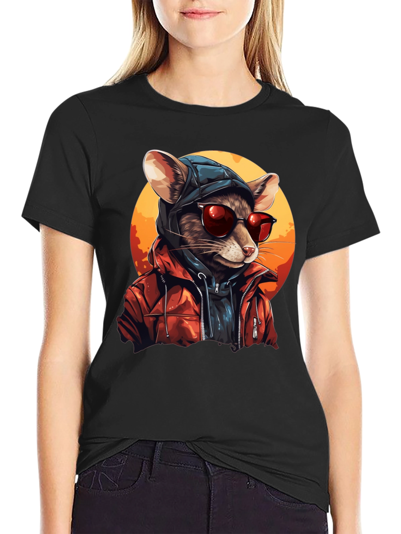 Cool Rat in Hoodie Graphic Tee