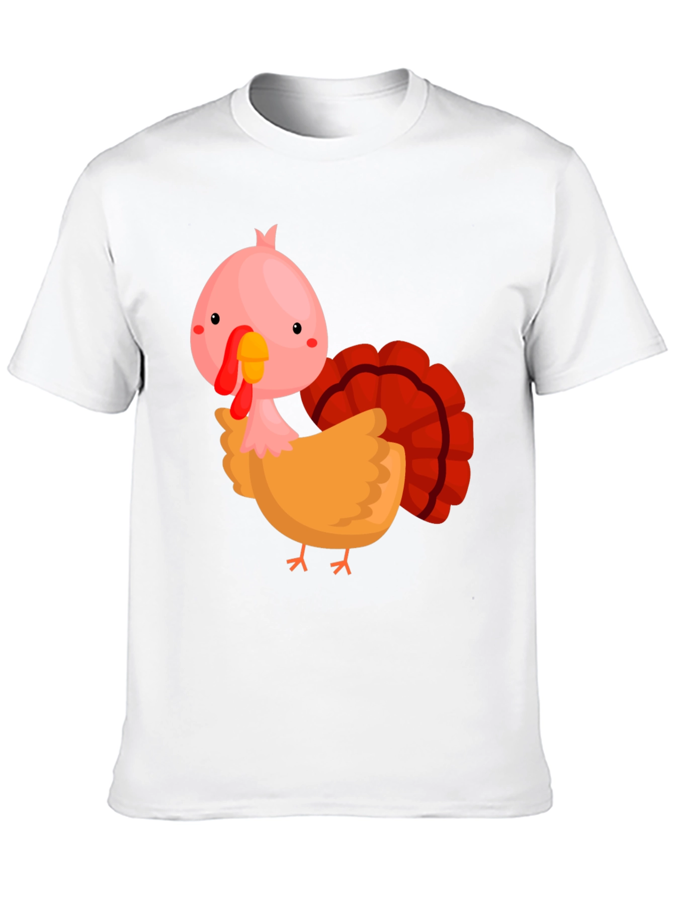 Cute Cartoon Turkey Graphic T-Shirt