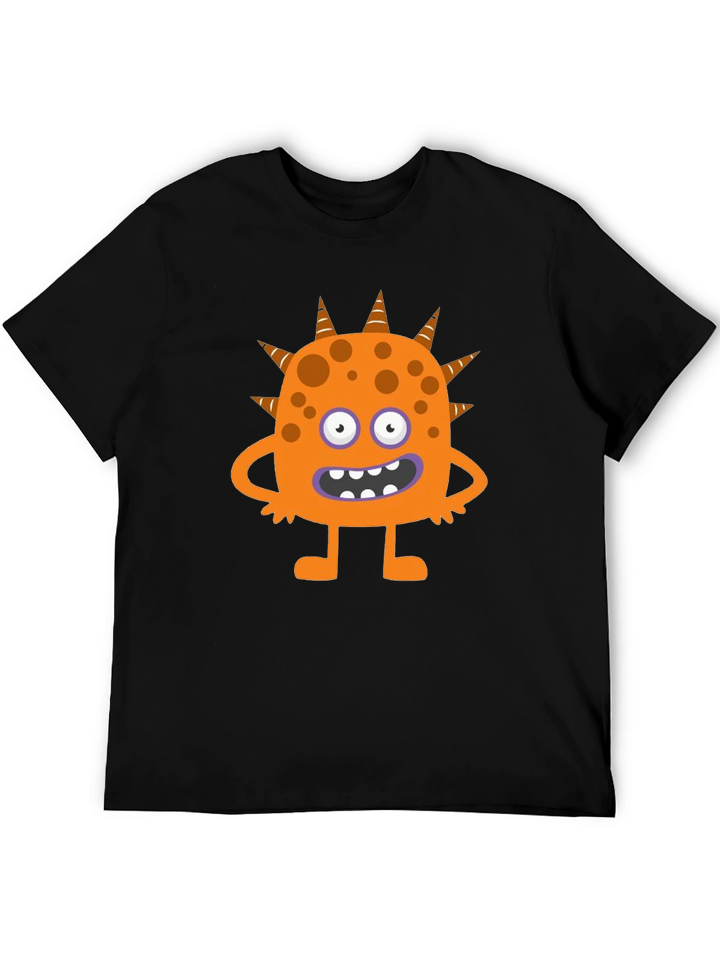 Fun Cartoon Monster Graphic Black T-Shirt