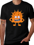 Fun Cartoon Monster Graphic Black T-Shirt
