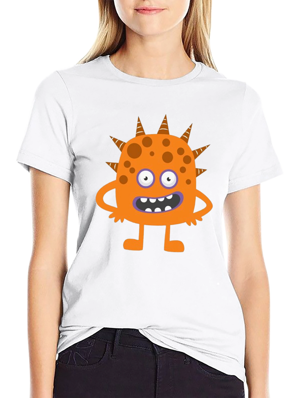 Fun Cartoon Monster Graphic Black T-Shirt