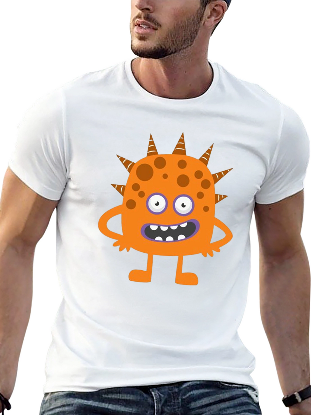 Fun Cartoon Monster Graphic Black T-Shirt