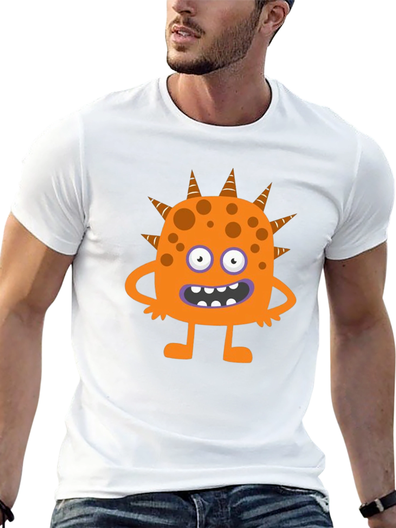 Fun Cartoon Monster Graphic Black T-Shirt