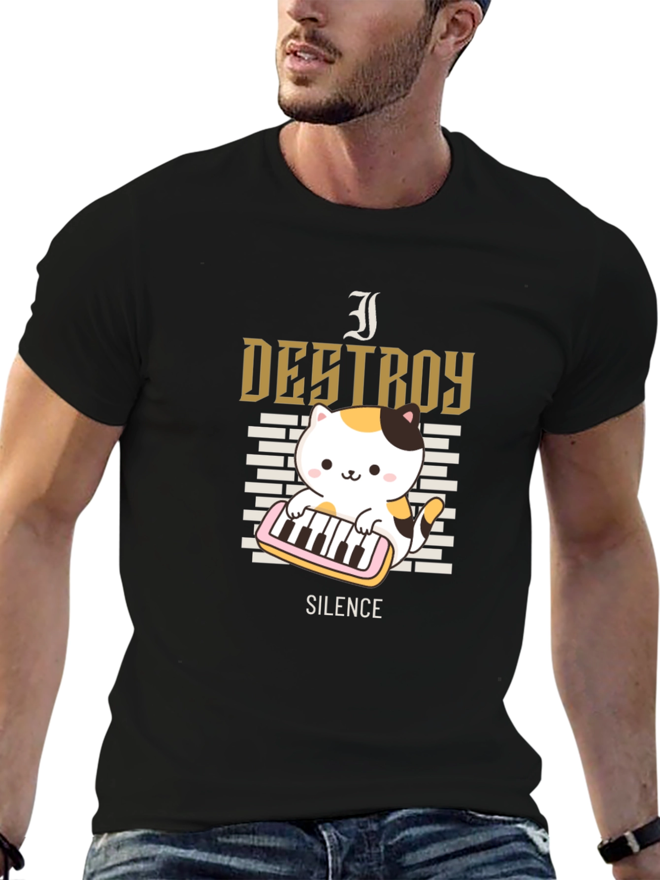I Destroy Silence Cat Musician T-Shirt