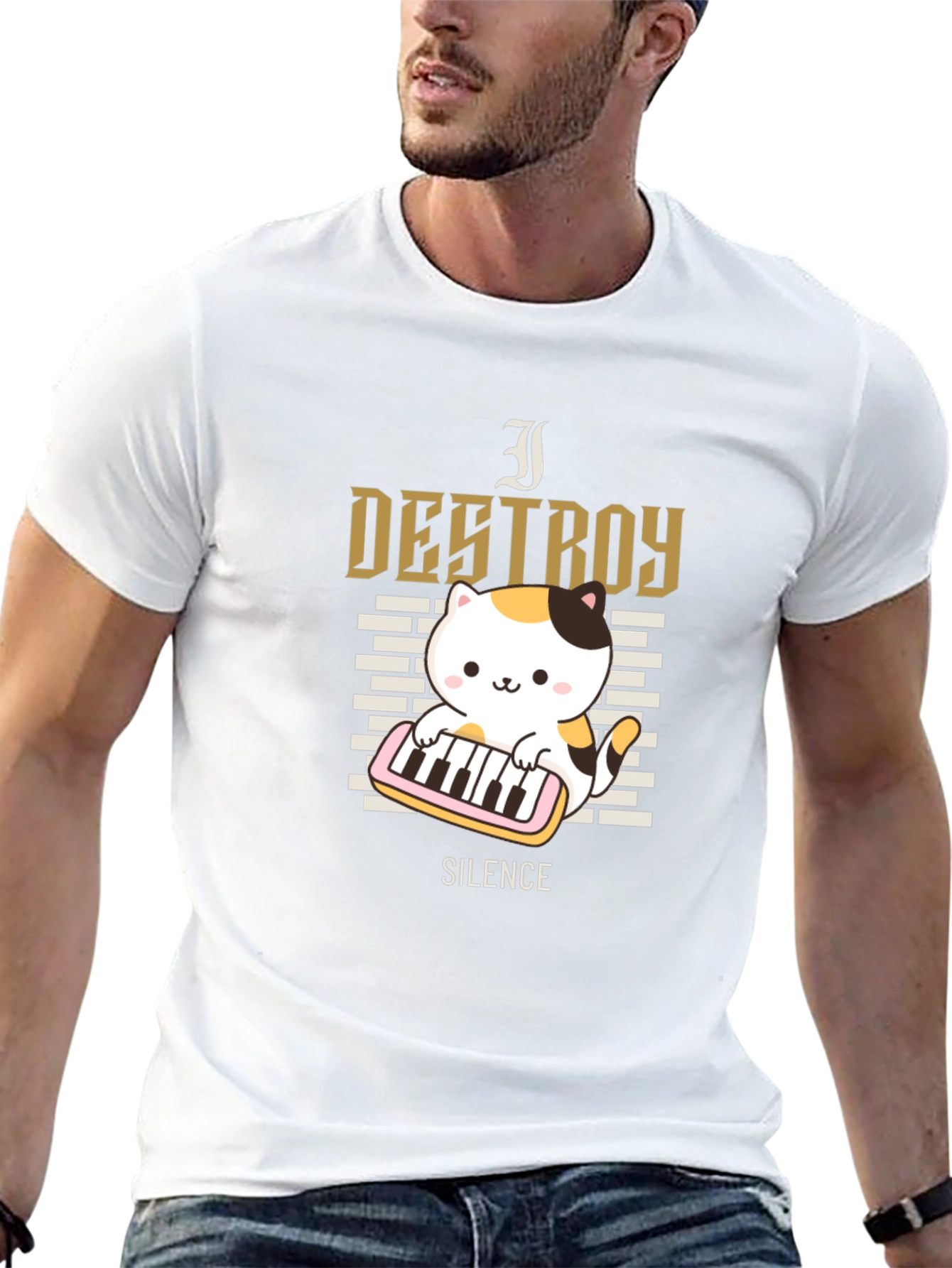 I Destroy Silence Cat Musician T-Shirt